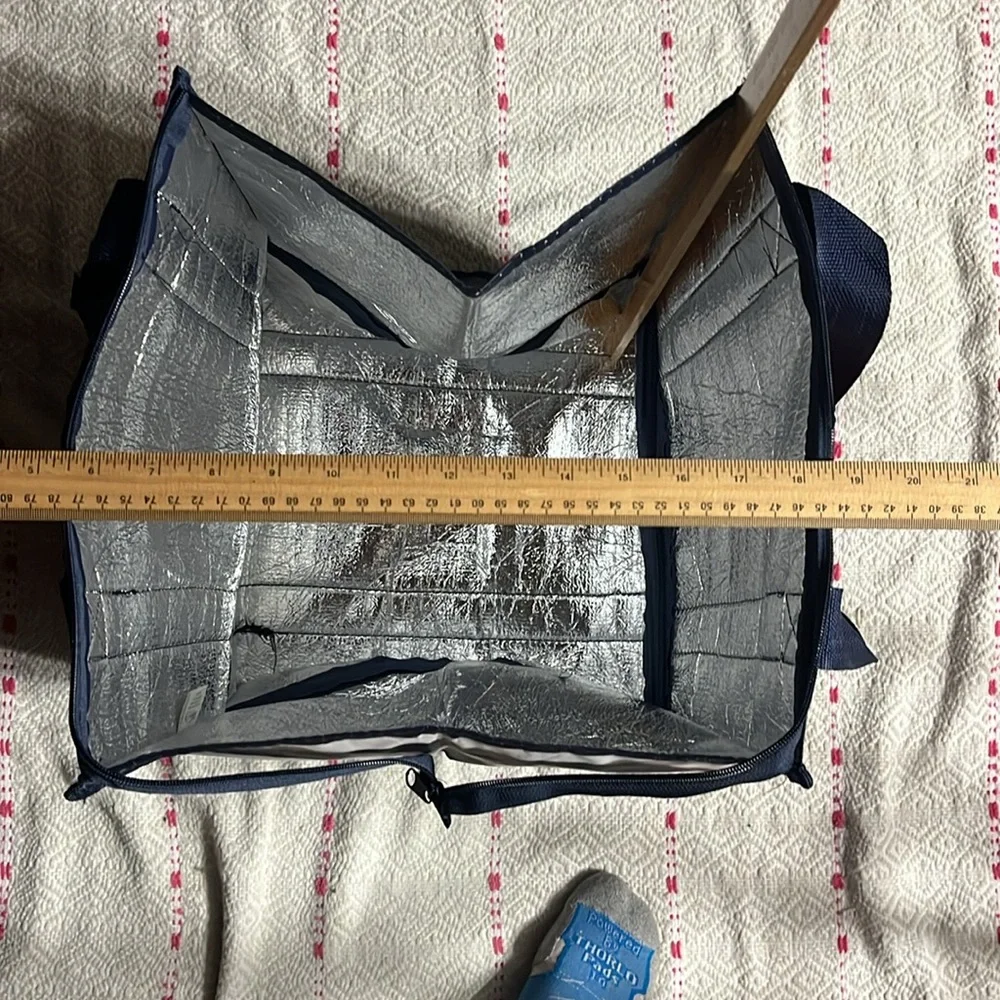 The Pampered Chef Blue and Red Striped Tote